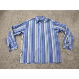 Bernini Button Up Shirt Mens XXL Vertical Stripes‎ Long Sleeve Preppy Casual